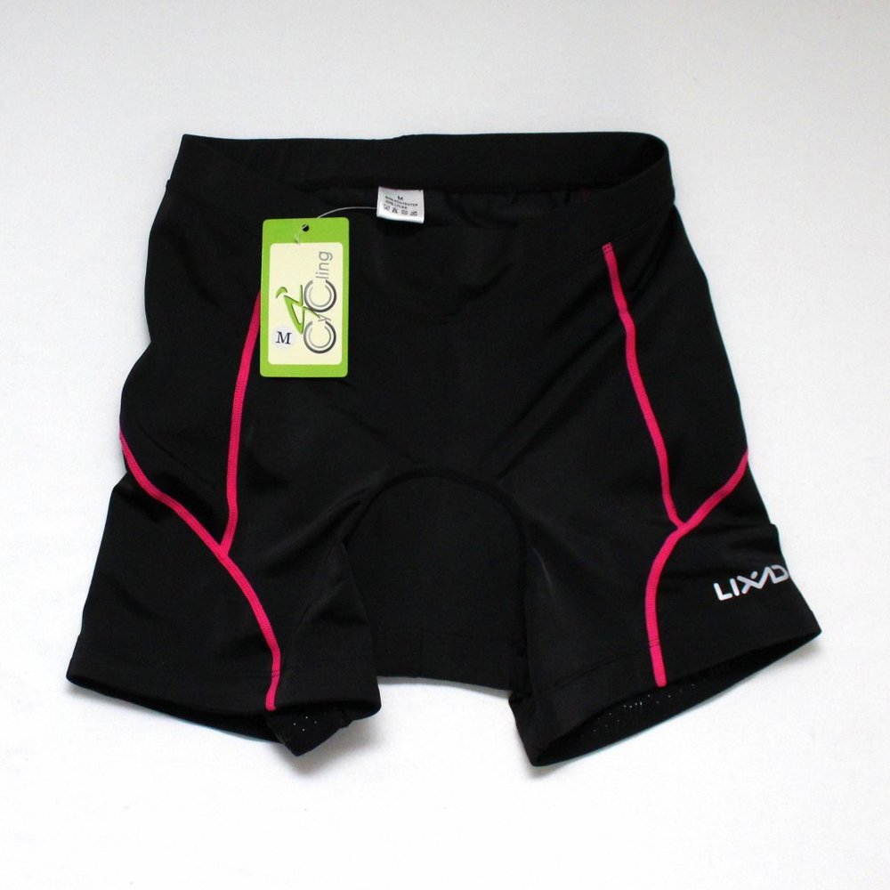 LIXADA Gel Padded Marked as M but Measures 25" Black Pink Bicycling Shorts NEW